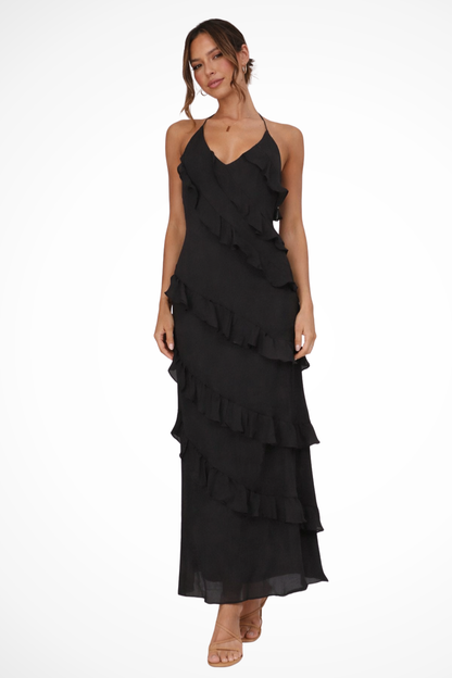 Women's Lightweight Ruffle Maxi Dress | Elegant Halter Neck Summer Dress 3