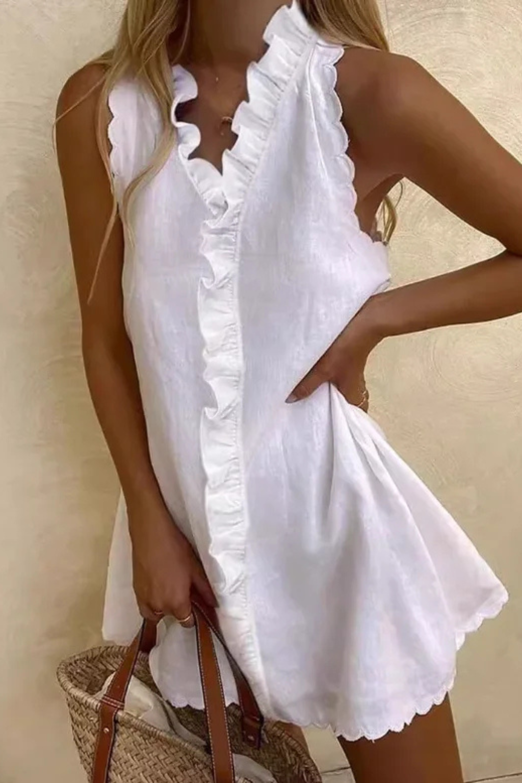 Women's Lightweight Ruffle Trim Mini Dress | Relaxed A-Line Summer Dress 1