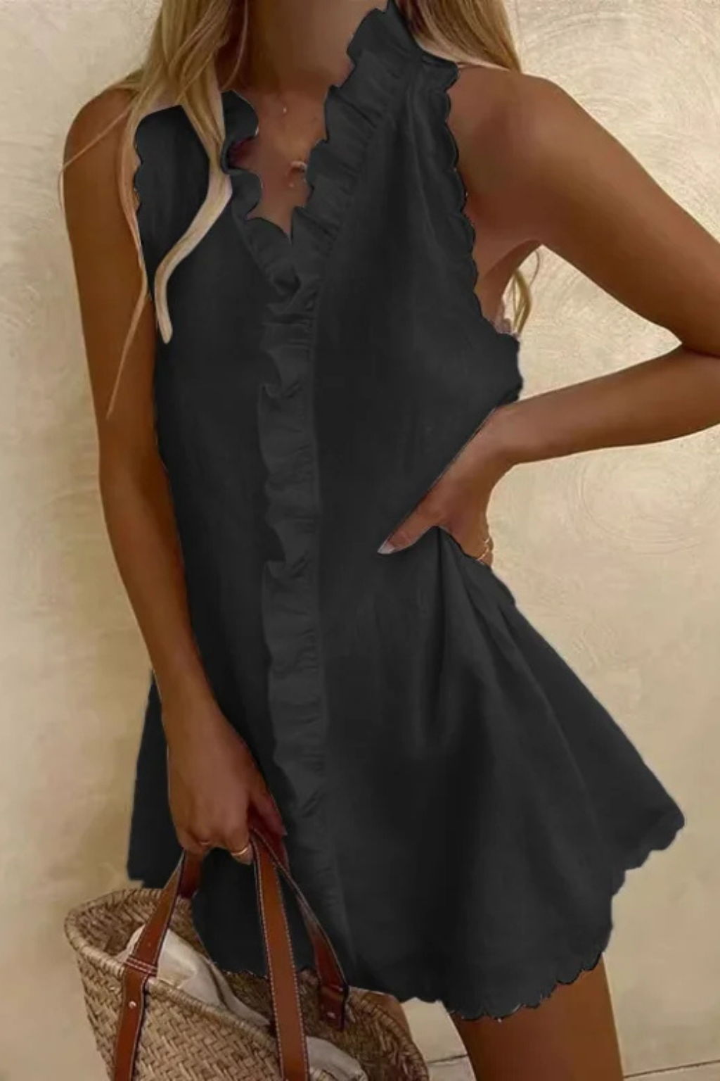 Women's Lightweight Ruffle Trim Mini Dress | Relaxed A-Line Summer Dress 5
