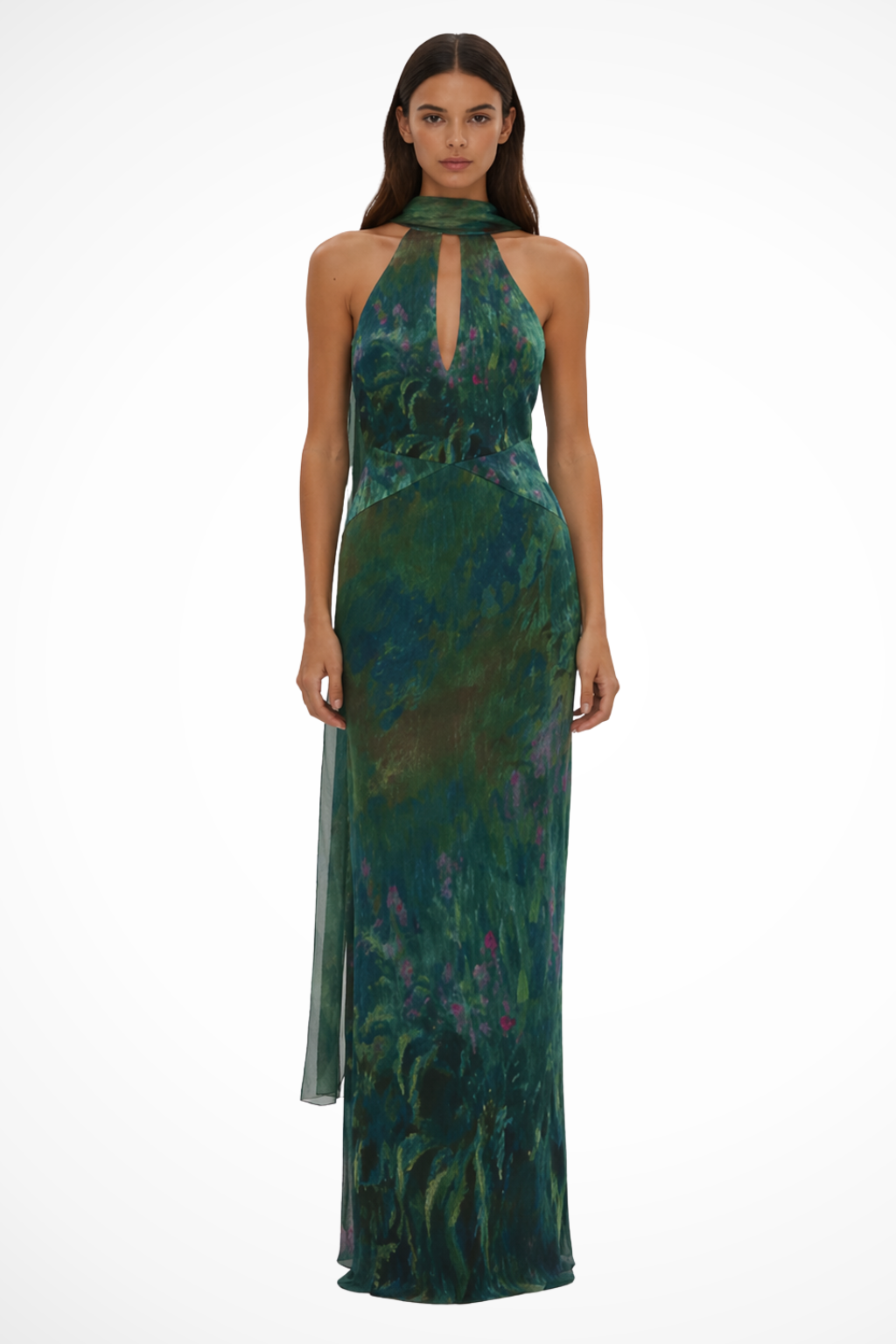 Women's Printed Fabric Maxi Dress | Elegant Halter Neck Summer Dress 0