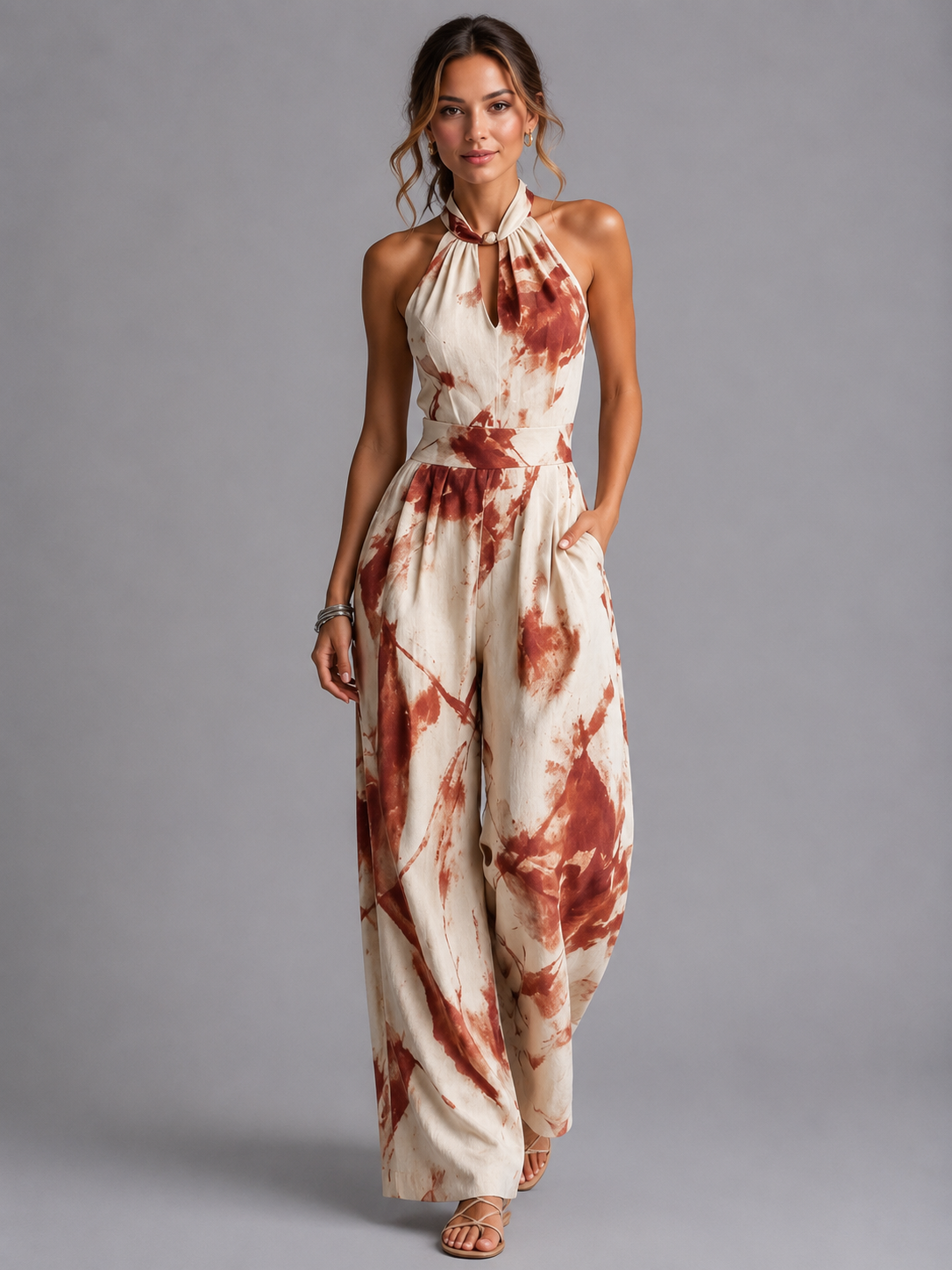 Women's Printed Wide Leg Jumpsuit - Relaxed Fit Summer Romper