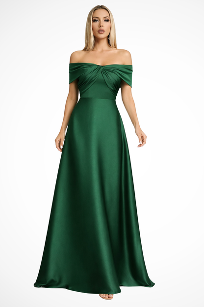 Women's Satin Maxi Dress | Elegant Off-Shoulder Formal Gown for Special Occasions 0