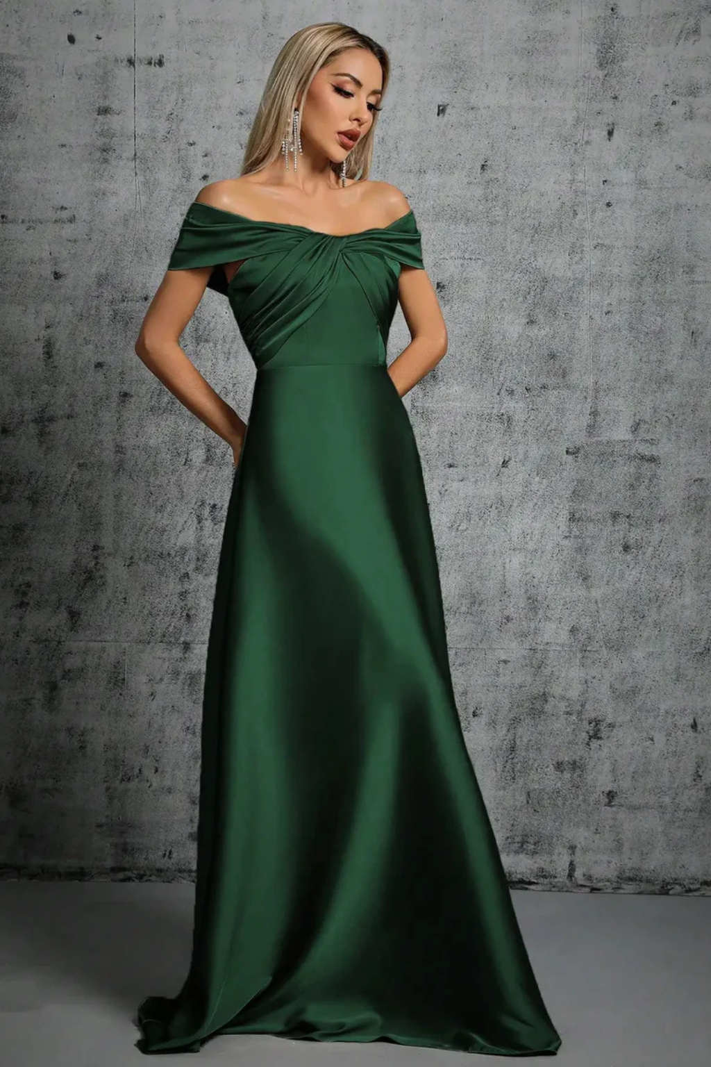 Women's Satin Maxi Dress | Elegant Off-Shoulder Formal Gown for Special Occasions 1