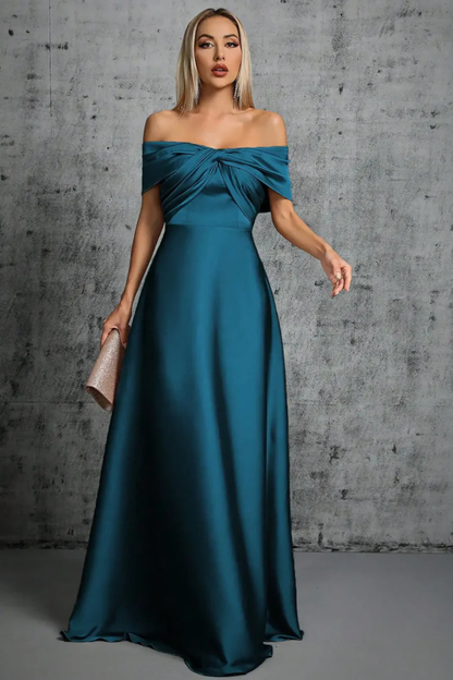 Women's Satin Maxi Dress | Elegant Off-Shoulder Formal Gown for Special Occasions 3