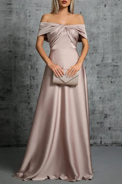 Women's Satin Maxi Dress | Elegant Off-Shoulder Formal Gown for Special Occasions 5