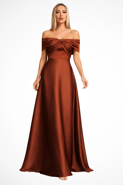 Women's Satin Maxi Dress | Elegant Off-Shoulder Formal Gown for Special Occasions 9