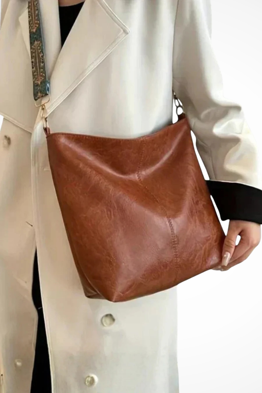 Women's Smooth Fabric Shoulder Bag | Stylish Slouchy Boho Design with Patterned Strap 0
