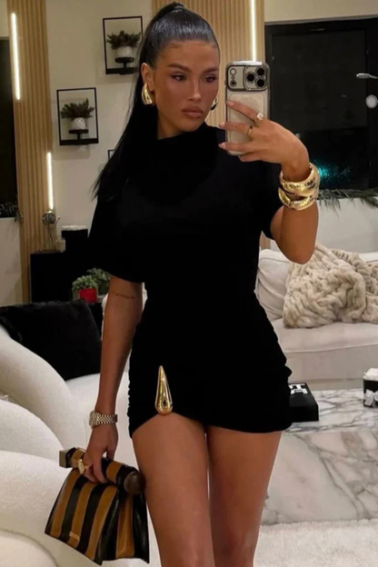 Women's Stretch Bodycon Mini Dress | Elegant Summer Cocktail Dress with Side Slit 4