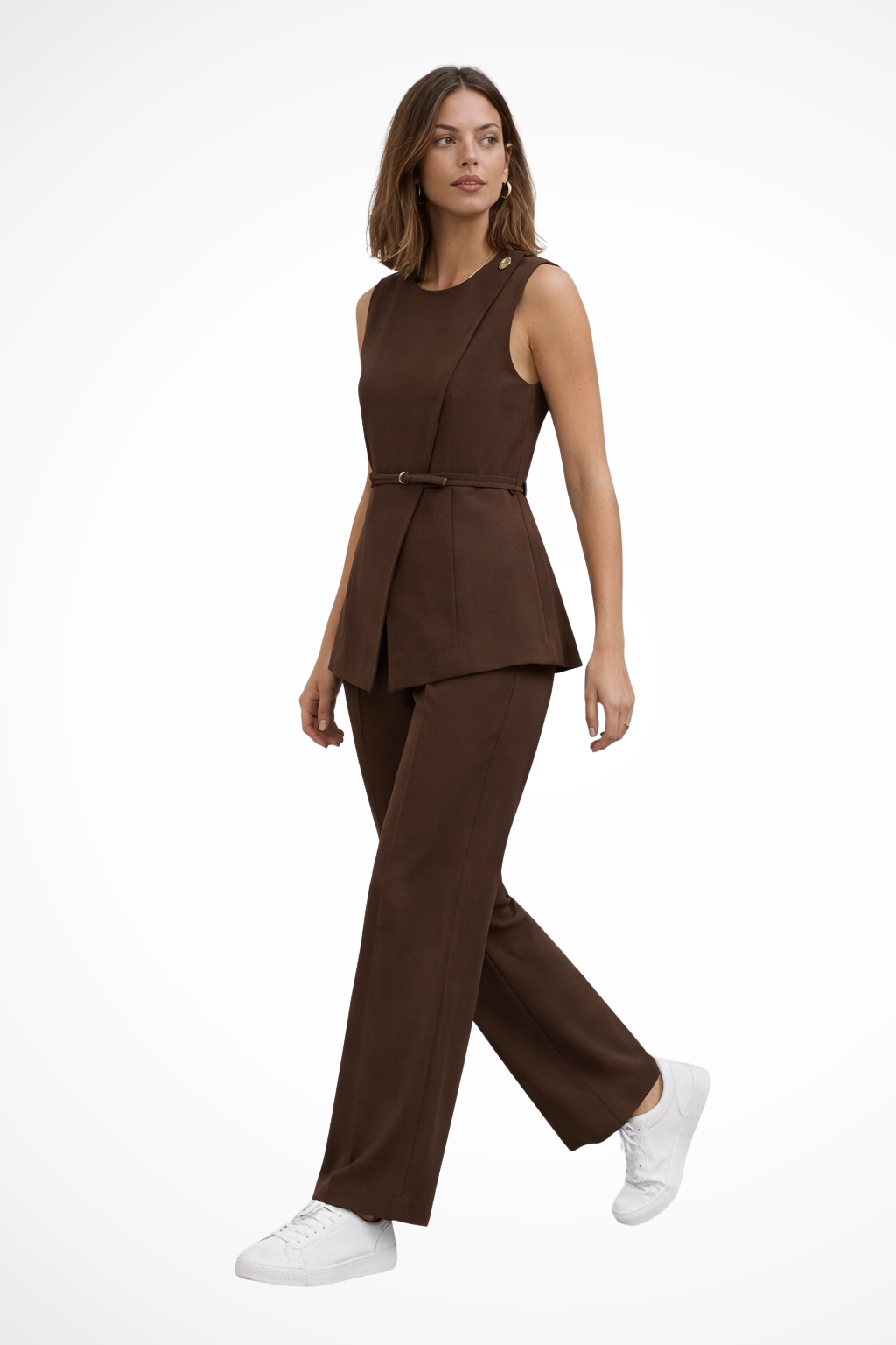 Women's Structured Fabric Pant Suit | Elegant Wide Leg Trouser Set 3