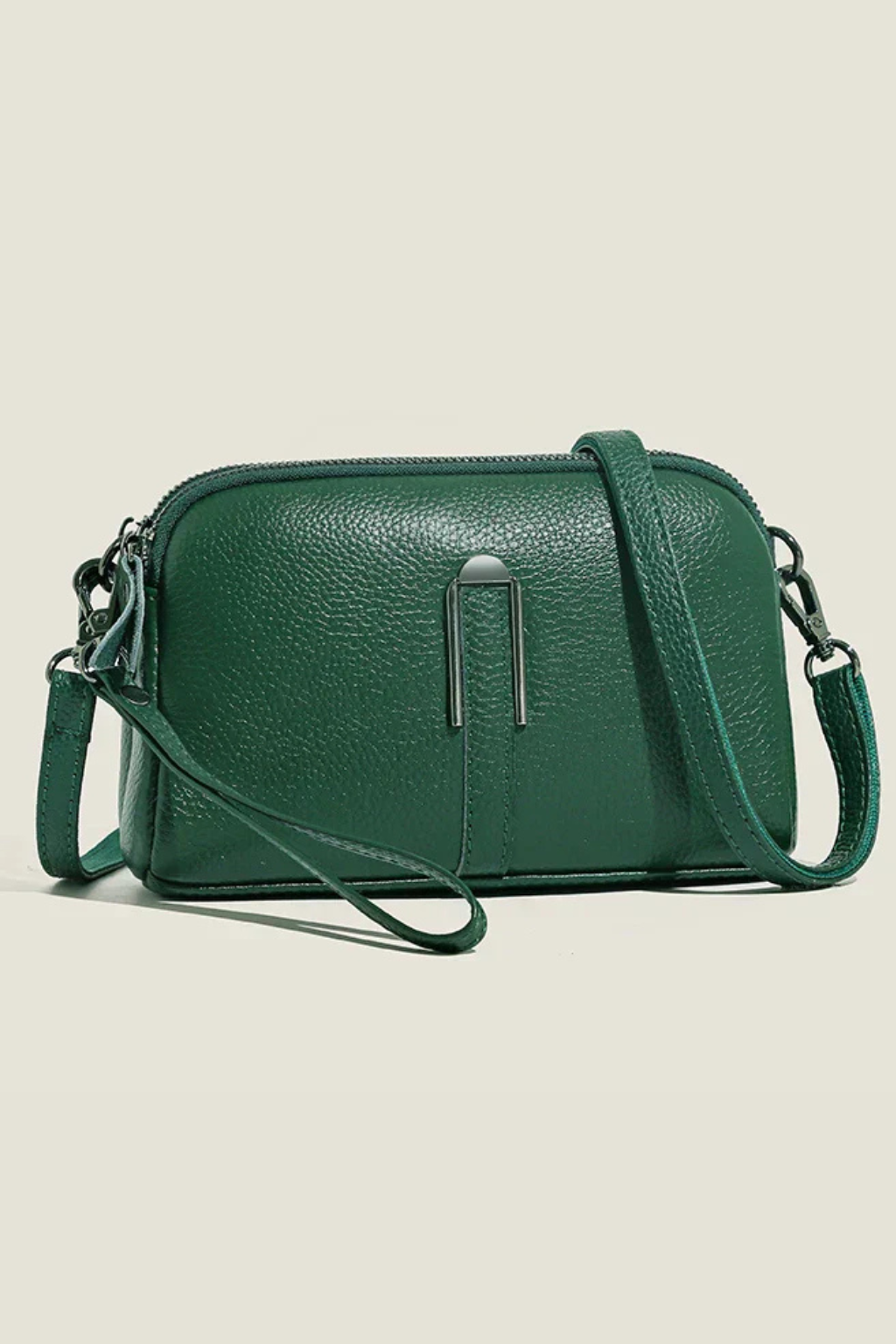 Women's Textured Fabric Crossbody Bag | Compact Double Zip Shoulder Purse 3