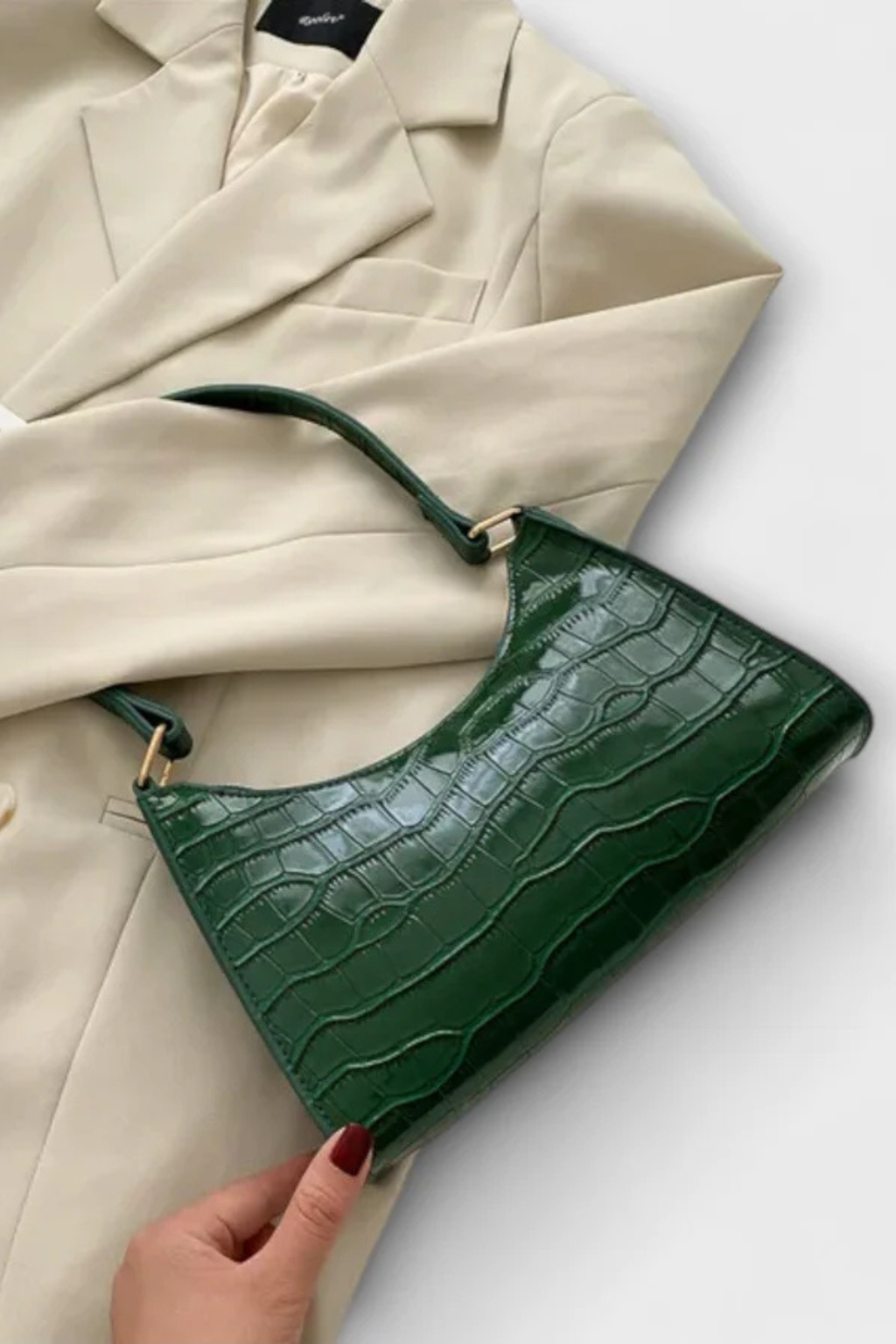 Women's Textured Leather Shoulder Bag | Elegant Compact Crossbody Purse 0