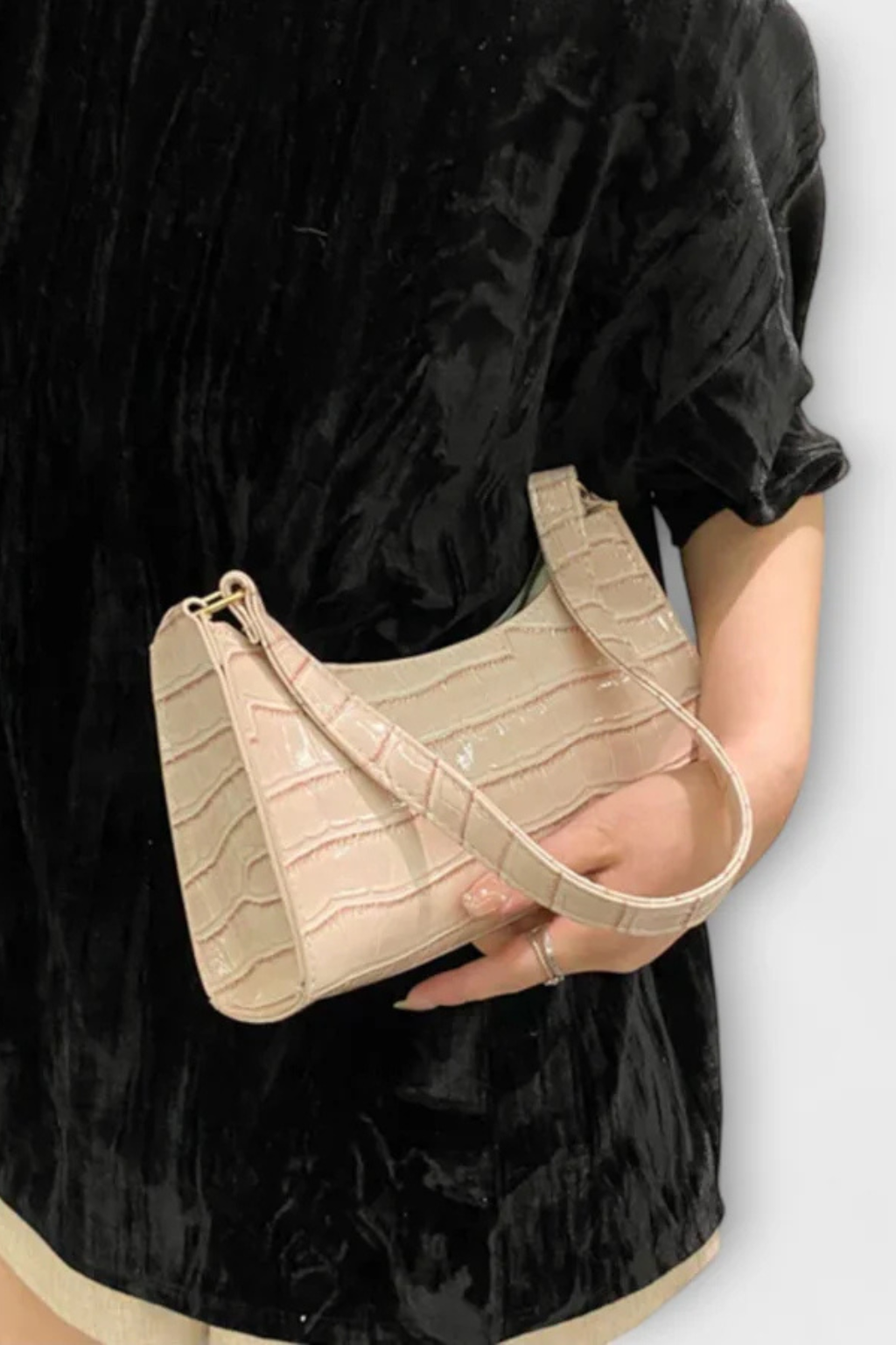 Women's Textured Leather Shoulder Bag | Elegant Compact Crossbody Purse 2