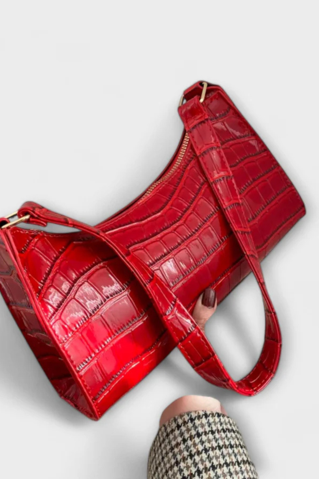 Women's Textured Leather Shoulder Bag | Elegant Compact Crossbody Purse 7