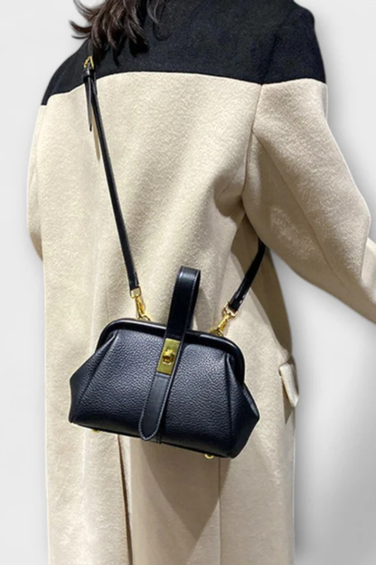Women's Textured Mini Crossbody Bag | Stylish Structured Purse with Gold Clasp 4