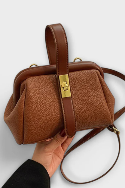 Women's Textured Mini Crossbody Bag | Stylish Structured Purse with Gold Clasp 5