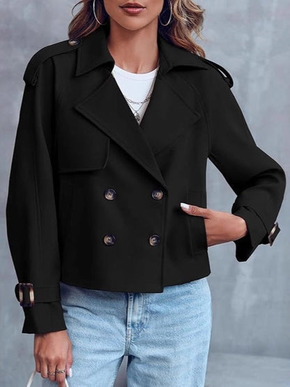 Women's Cropped Trench Coat - Belted Casual Jacket