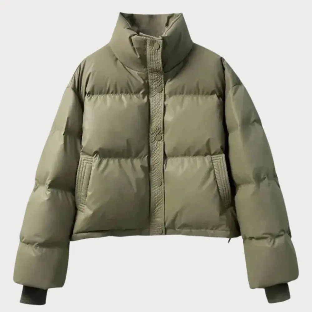 Women's Cropped Puffer Jacket - Quilted Winter Coat