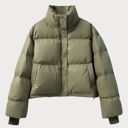 Women's Cropped Puffer Jacket - Quilted Winter Coat