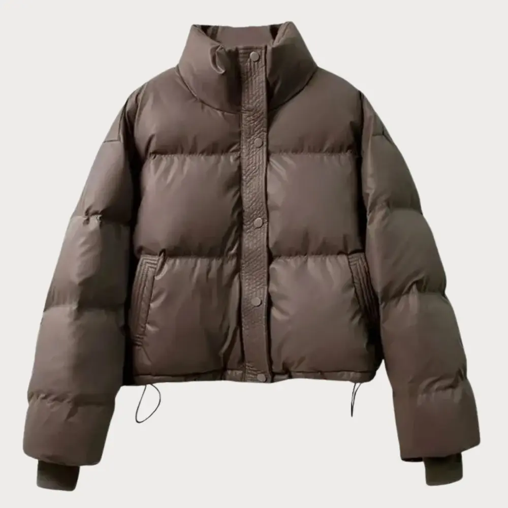 Women's Cropped Puffer Jacket - Quilted Winter Coat