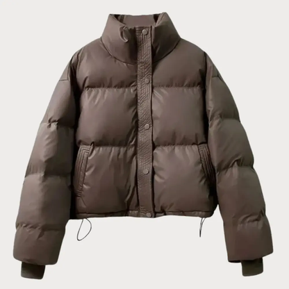 Women's Cropped Puffer Jacket - Quilted Winter Coat