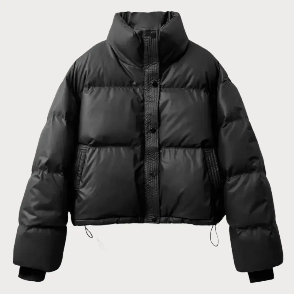 Women's Cropped Puffer Jacket - Quilted Winter Coat