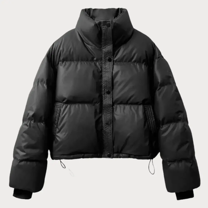 Women's Cropped Puffer Jacket - Quilted Winter Coat