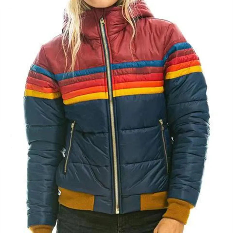 Women's Hooded Puffer Jacket - Retro Winter Coat
