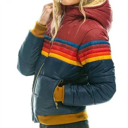 Women's Hooded Puffer Jacket - Retro Winter Coat