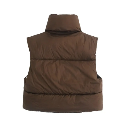Women's Cropped Puffer Vest - Quilted Winter Vest