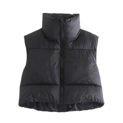 Women's Cropped Puffer Vest - Quilted Winter Vest