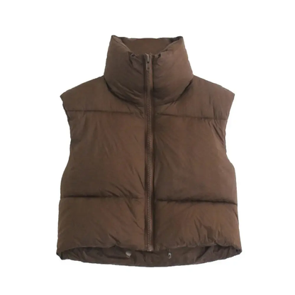 Women's Cropped Puffer Vest - Quilted Winter Vest