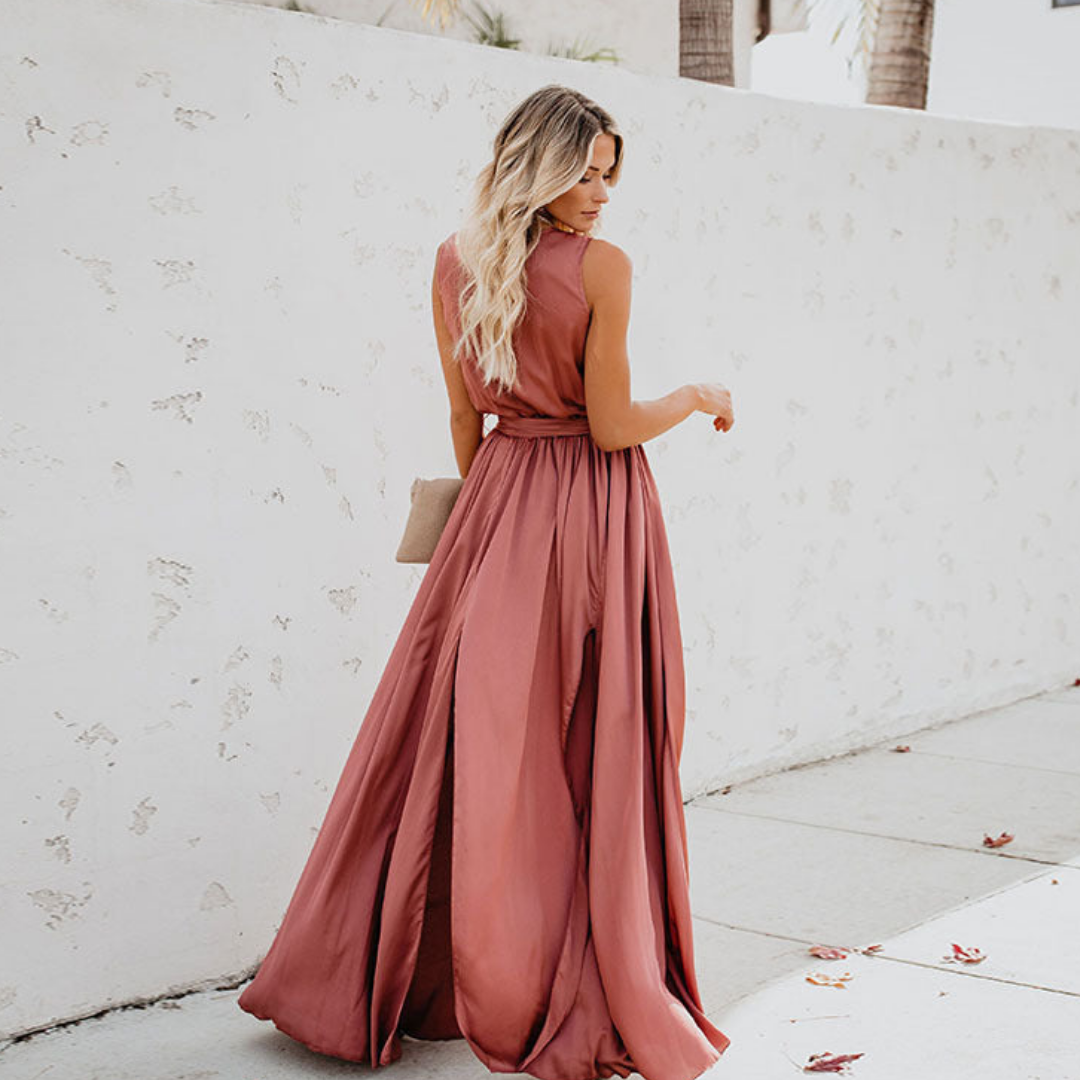 Taelora | Chic Summer Tie Waist Dress Women Elegant Look