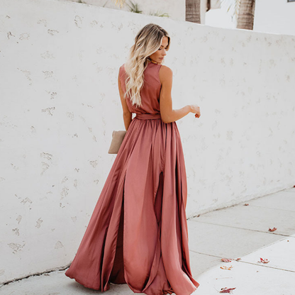Taelora | Chic Summer Tie Waist Dress Women Elegant Look