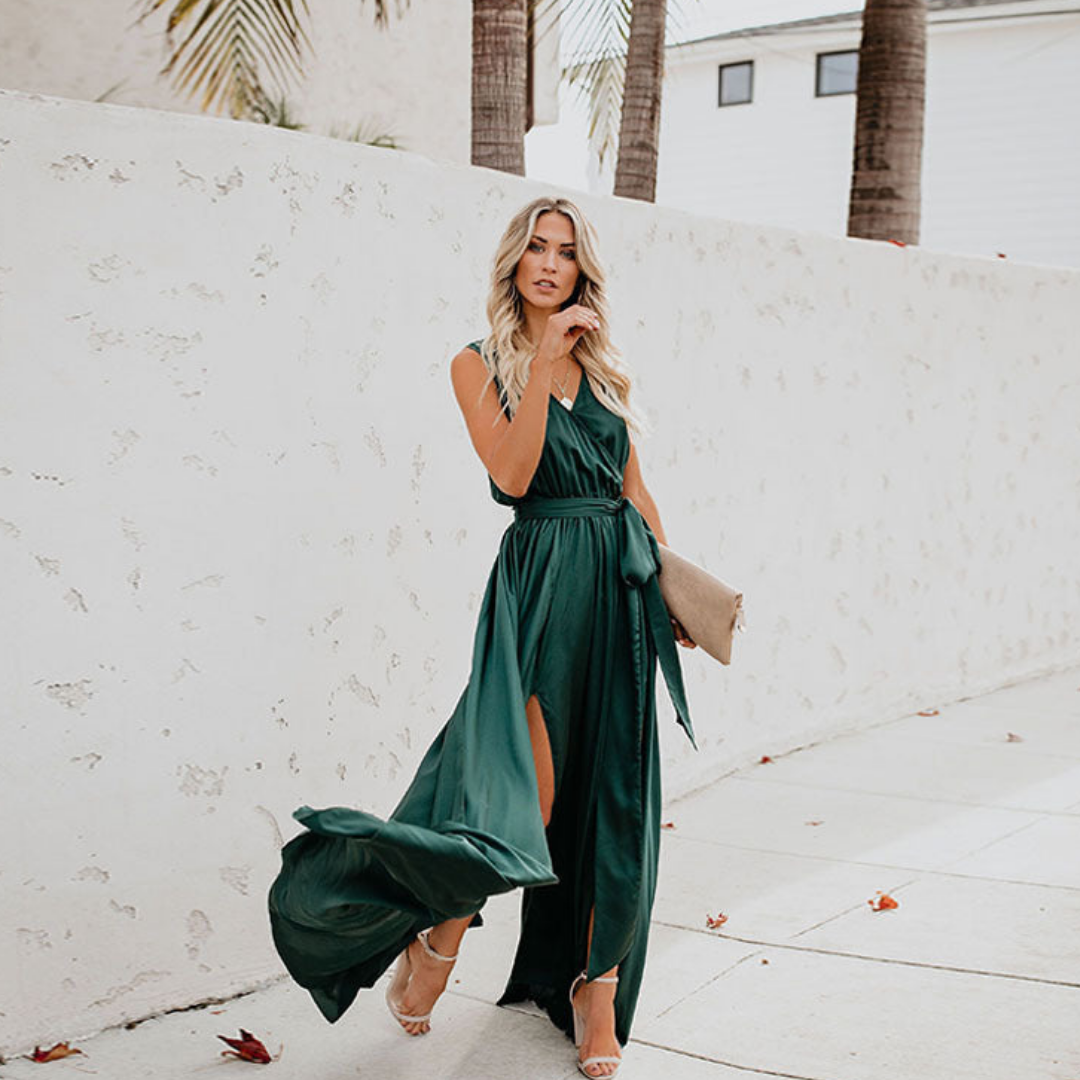 Taelora | Chic Summer Tie Waist Dress Women Elegant Look