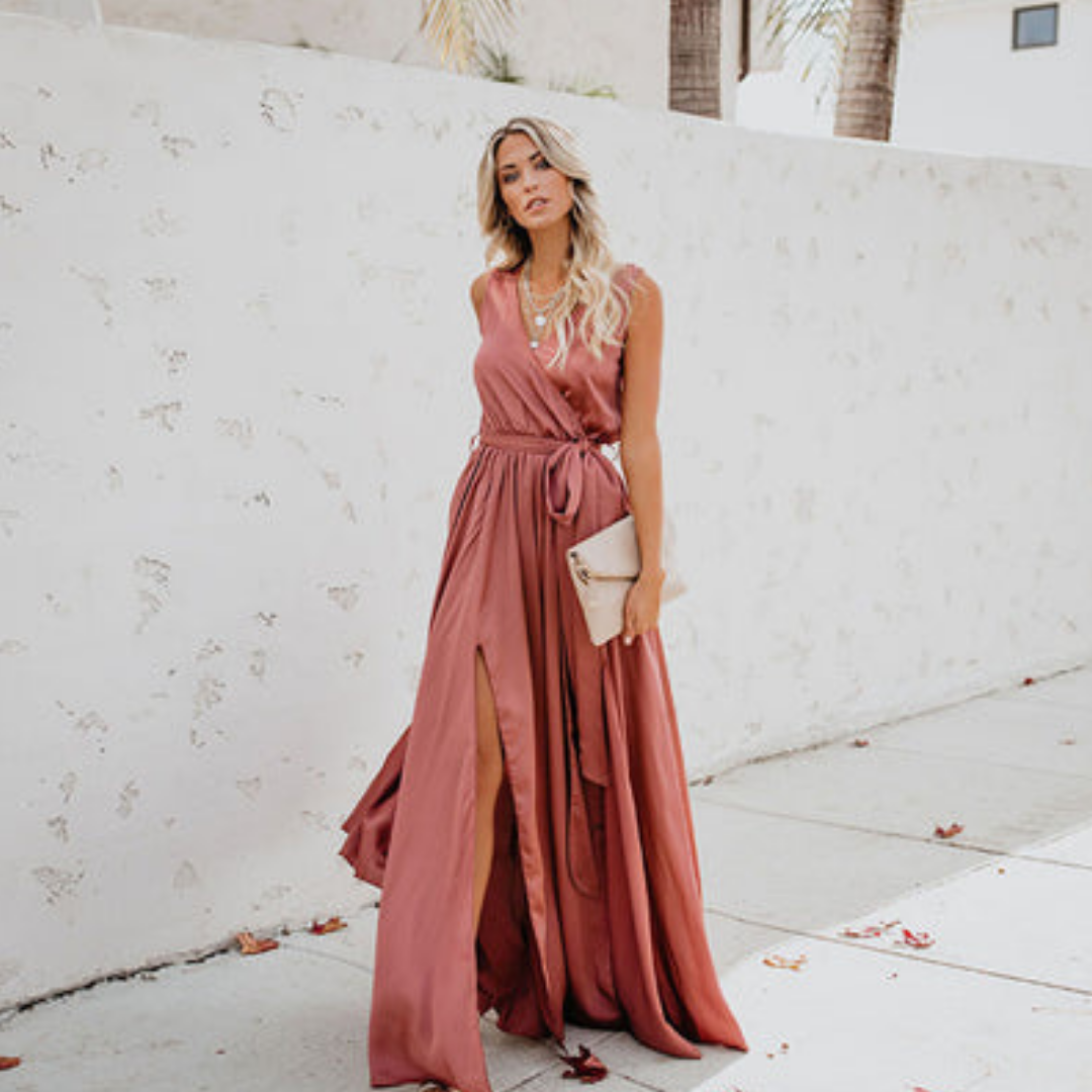 Taelora | Chic Summer Tie Waist Dress Women Elegant Look