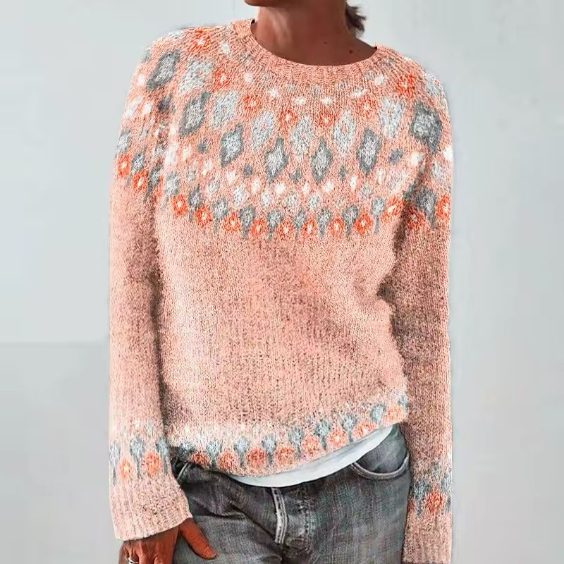 Women's Fair Isle Knit Sweater – Crewneck Long Sleeve