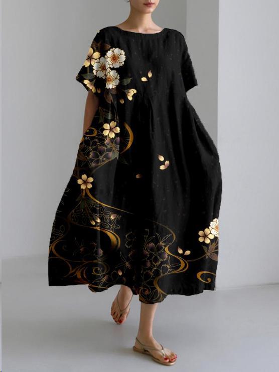 Aridessa | Floral Loose Fit Midi Dress | Wedding Guest Summer Dress