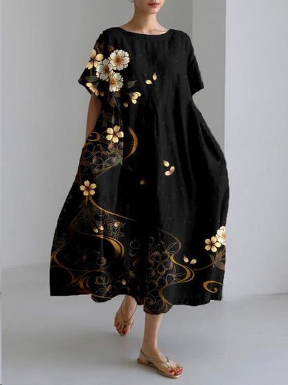 Aridessa | Floral Loose Fit Midi Dress | Wedding Guest Summer Dress