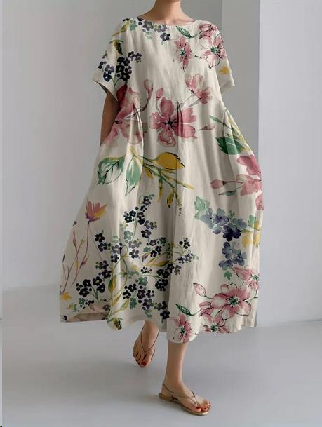 Aridessa | Floral Loose Fit Midi Dress | Wedding Guest Summer Dress