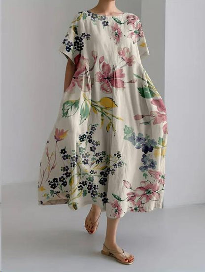Aridessa | Floral Loose Fit Midi Dress | Wedding Guest Summer Dress