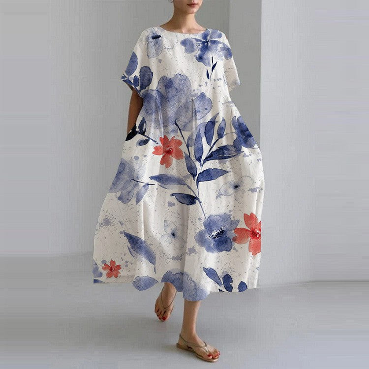 Aridessa | Floral Loose Fit Midi Dress | Wedding Guest Summer Dress