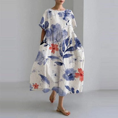 Aridessa | Floral Loose Fit Midi Dress | Wedding Guest Summer Dress
