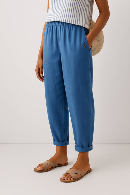 Beatrice | Women's Wide-Leg Linen Cropped Pants — Summer Trousers