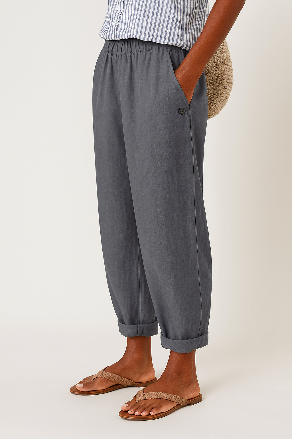 Beatrice | Women's Wide-Leg Linen Cropped Pants — Summer Trousers