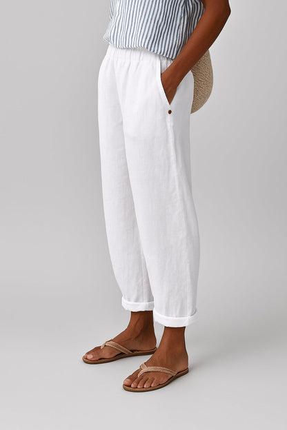 Beatrice | Women's Wide-Leg Linen Cropped Pants — Summer Trousers