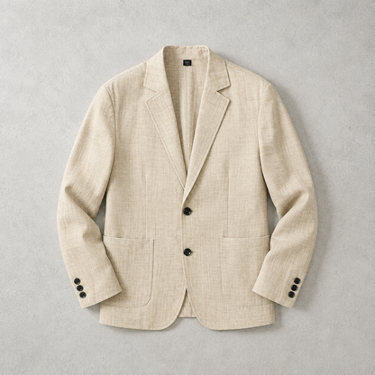 Men's Linen Blend Blazer - Textured Casual Jacket