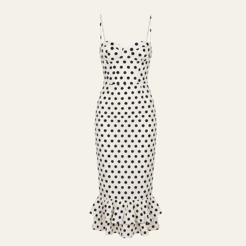 Bianca | Women's Wedding Guest Polka-Dot Midi Dress — Occasion Formal