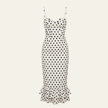 Bianca | Women's Wedding Guest Polka-Dot Midi Dress — Occasion Formal