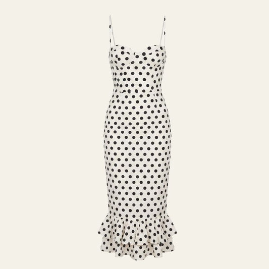 Bianca | Women's Wedding Guest Polka-Dot Midi Dress — Occasion Formal