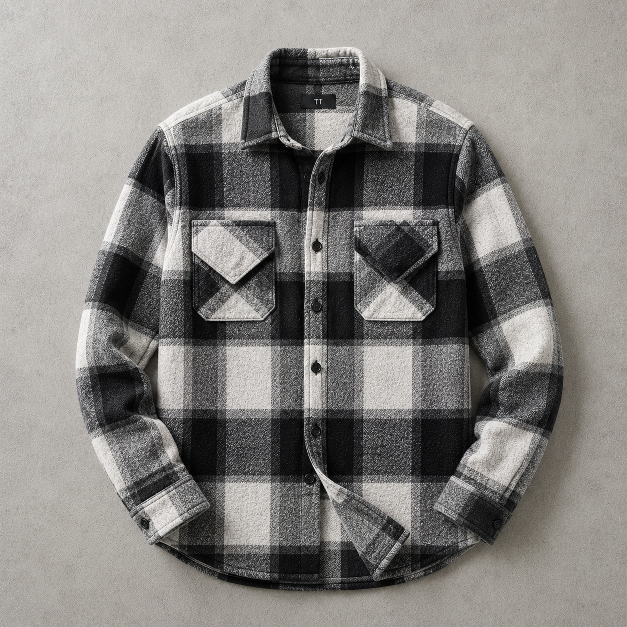 Men's Plaid Shacket - Brushed Button Front Shirt Jacket
